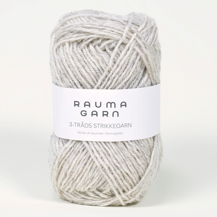 3-tråds strikkegarn - 103 (Lys Grå melert)