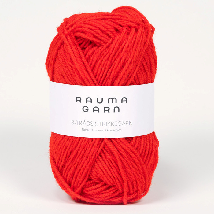 3-tråds strikkegarn - 124 (Rød)