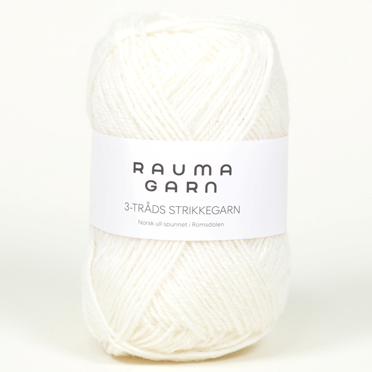 3-tråds strikkegarn - 100 (Hvit)