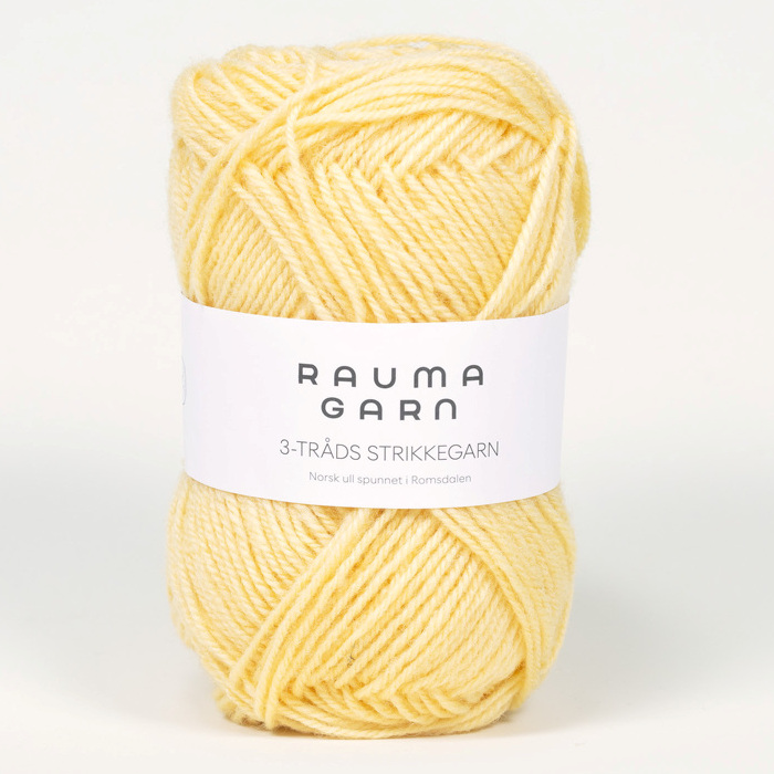3-tråds strikkegarn - 120 (Lys gul)
