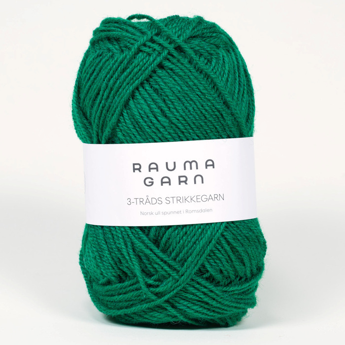 3-tråds strikkegarn - 130 (Mørk grønn)