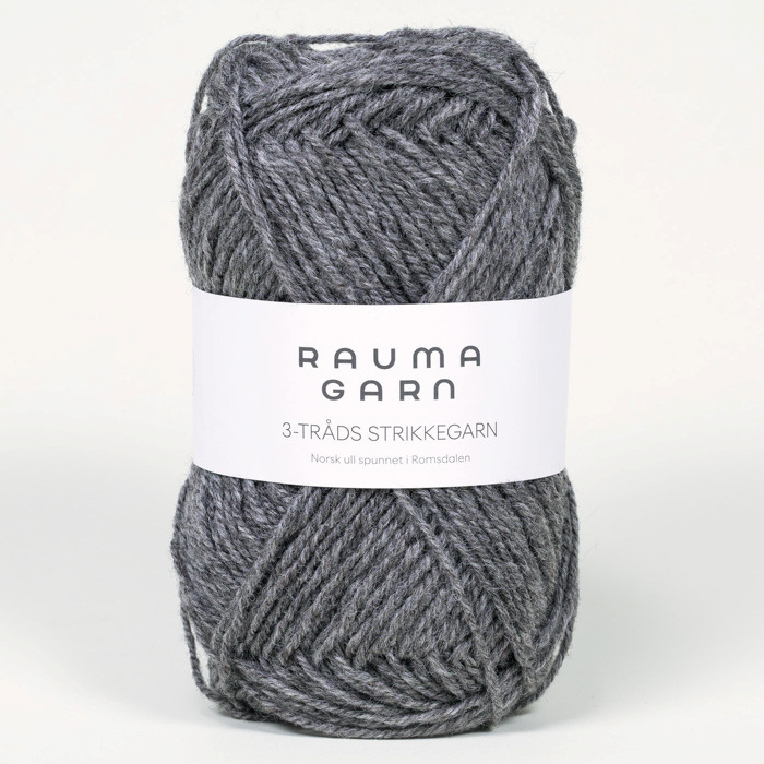3-tråds strikkegarn - 105 (Mørk grå melert)
