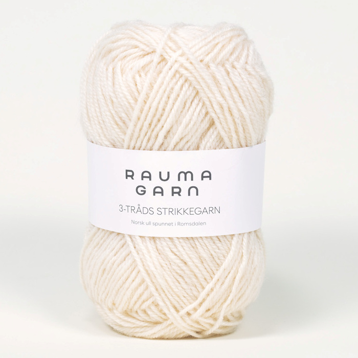 3-tråds strikkegarn - 101 (Natur)