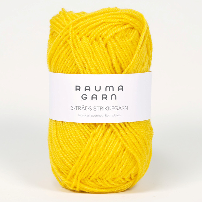 3-tråds strikkegarn - 125 (Gul)